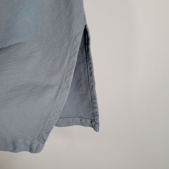 REVISITED Lima Skirt Blue One Size Midi Textured Organic Cotton Long Buttons - Picture 5 of 7
